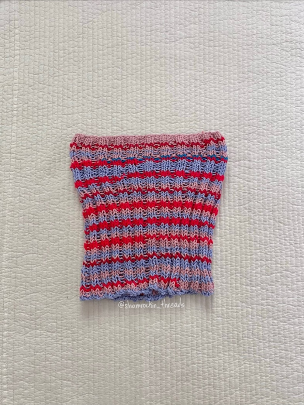 pink red and purple striped knit tube top